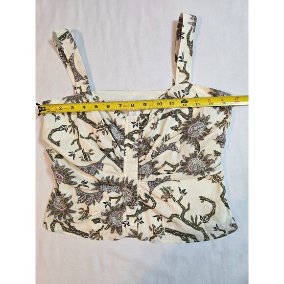 House Of Harlow Floral Print Cropped Top Snap Front Adjustable Straps Size S New - Picture 7 of 10
